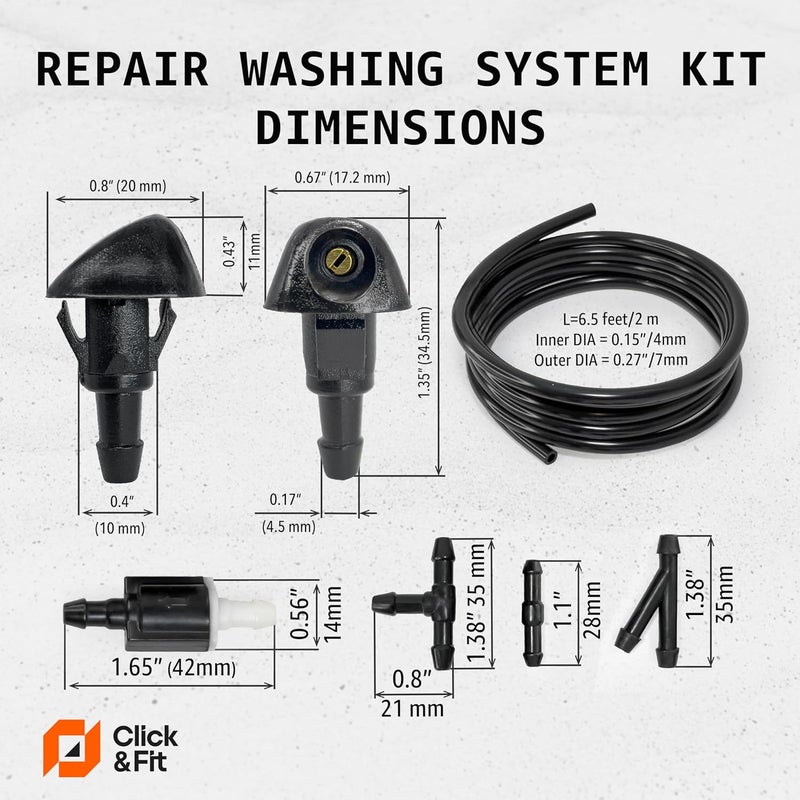 Click&Fit Windshield Washer Nozzles Repair Kit compatible with Honda Civic 1987-2005, CR-V 1998-2011, Fit 01-08, Prelude 97-01, HR-V 99-06, Acura TSX RL RSX Integra – Wiper washer jets, check valves - Image 5